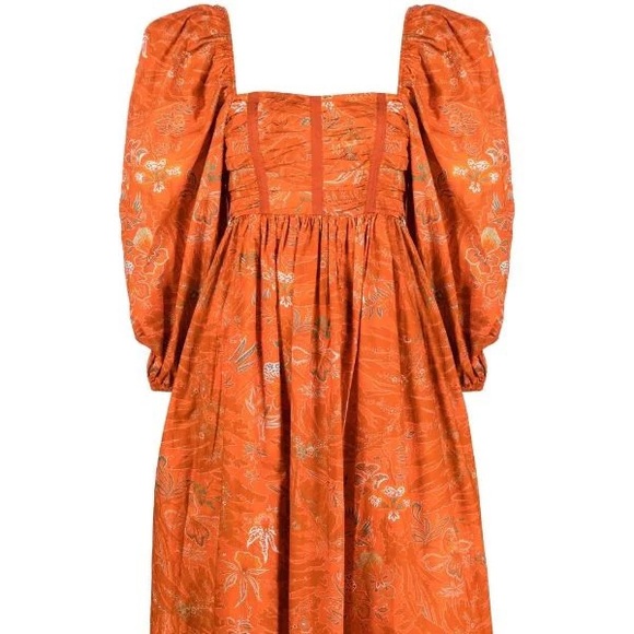 graphic-print square-neck midi dress - Picture 2 of 11